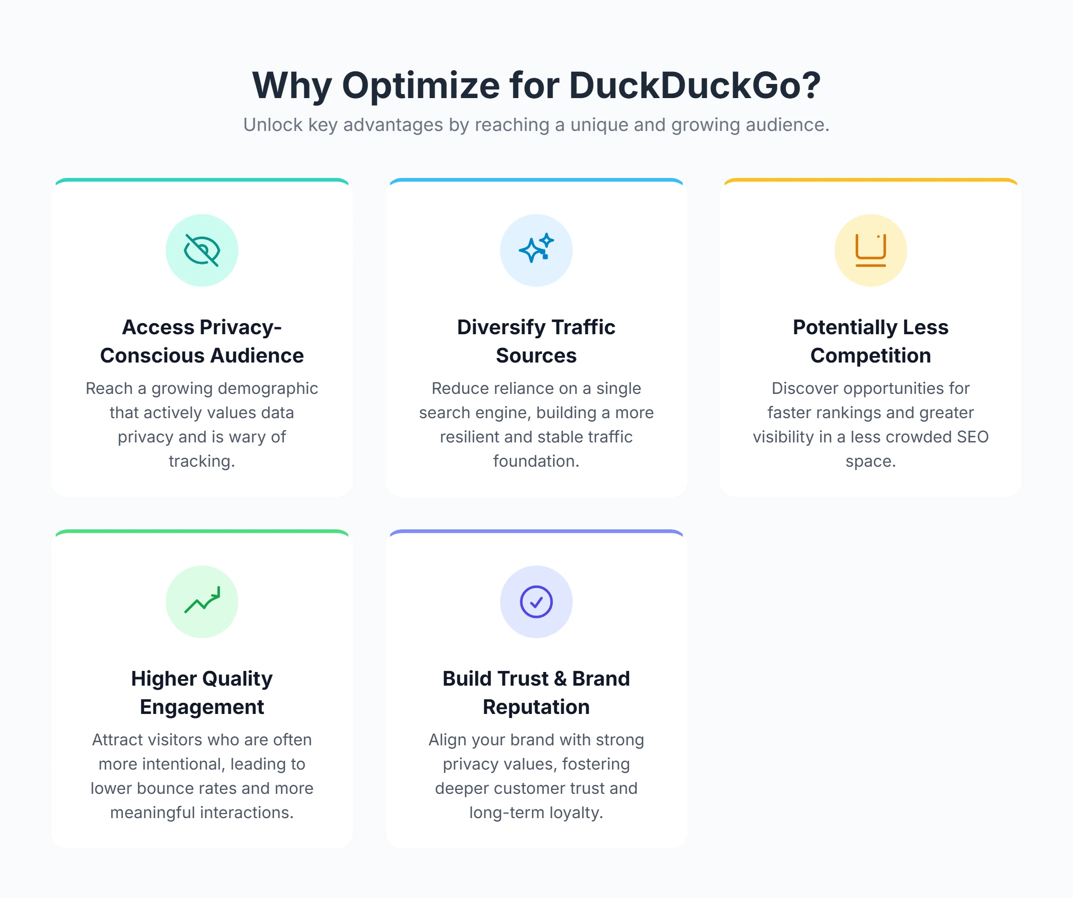 Infographic highlighting the key benefits of using DuckDuckGo search engine