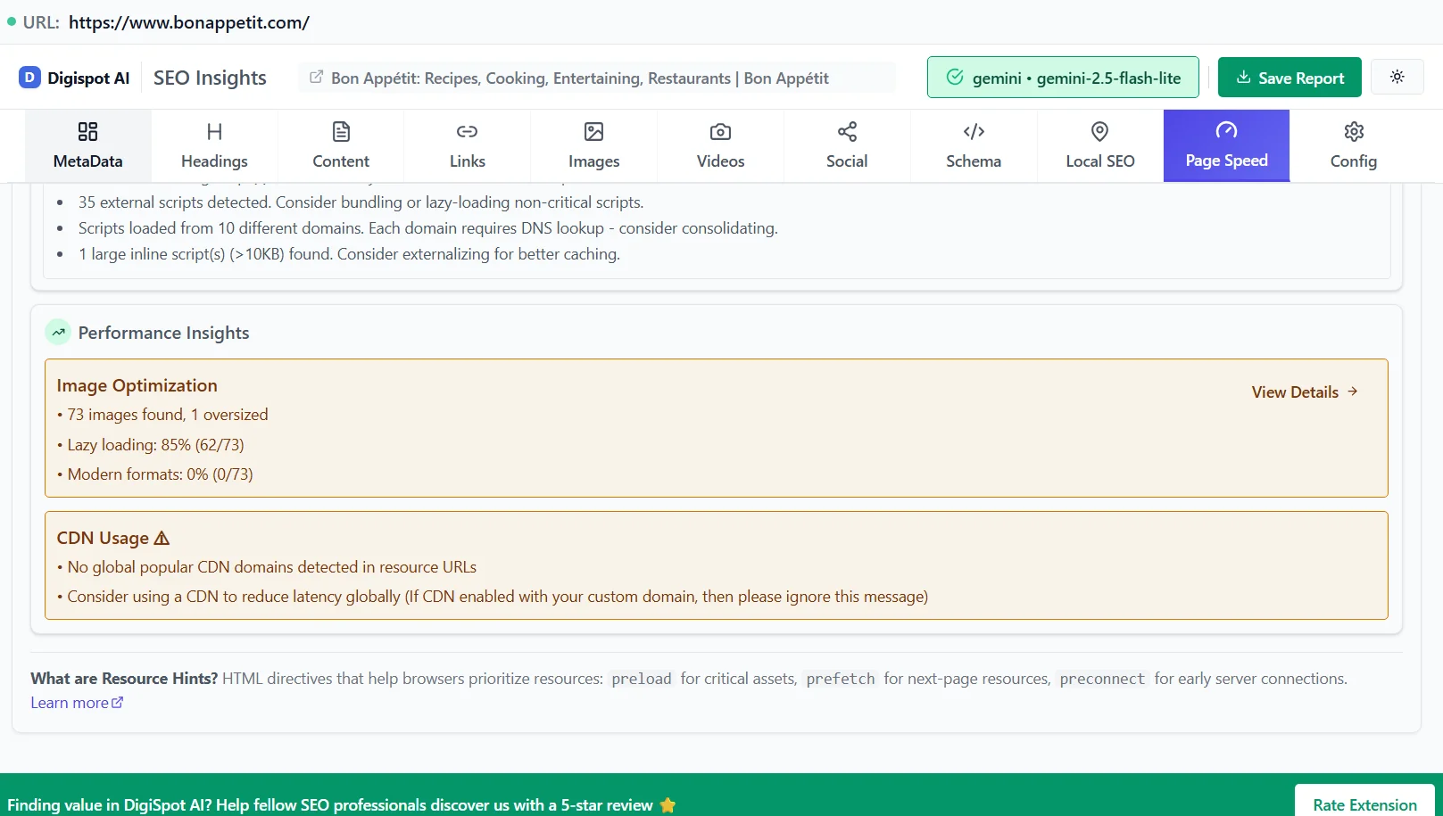 Performance comparison chart showing faster website speed with CDN versus without CDN
