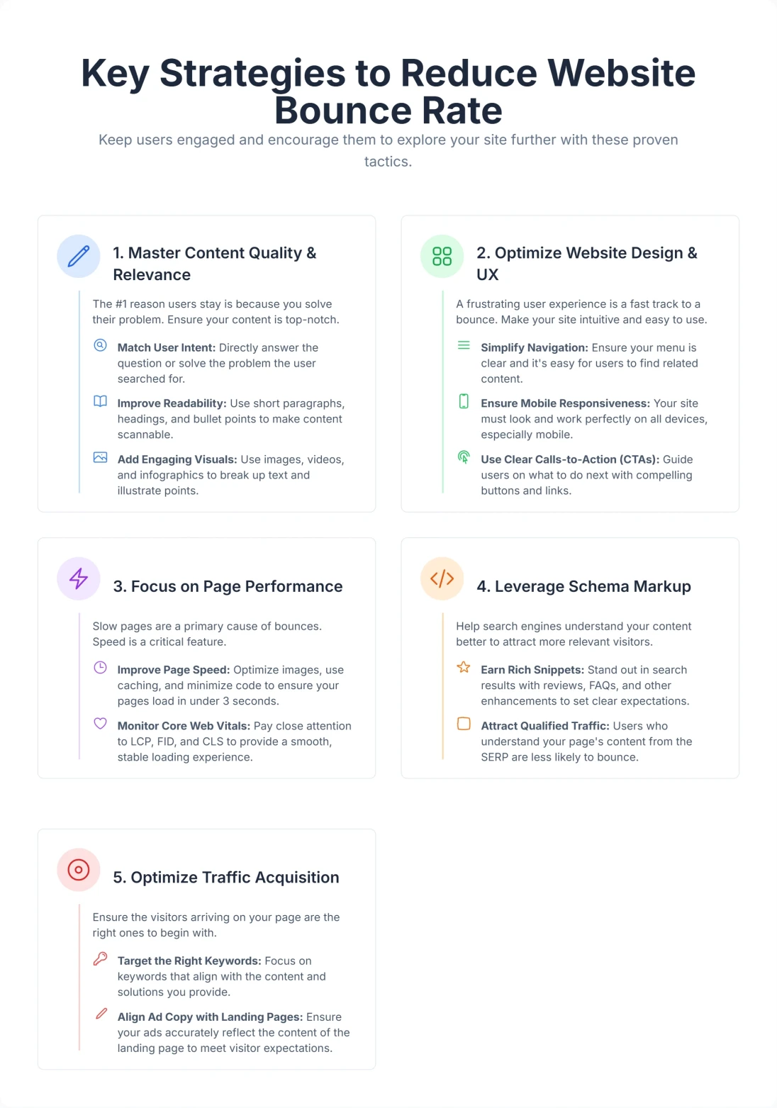 Illustration showing strategies to reduce website bounce rate and increase engagement
