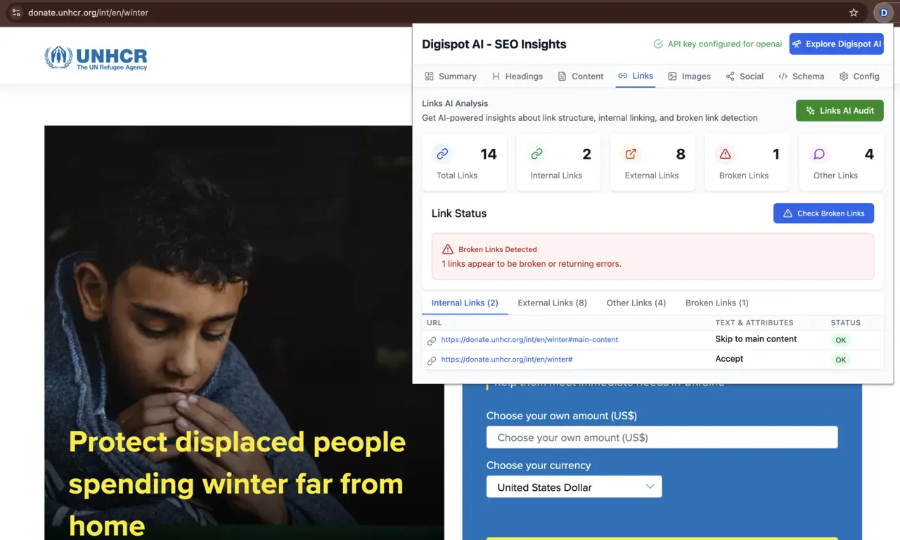 UNHCR SEO example