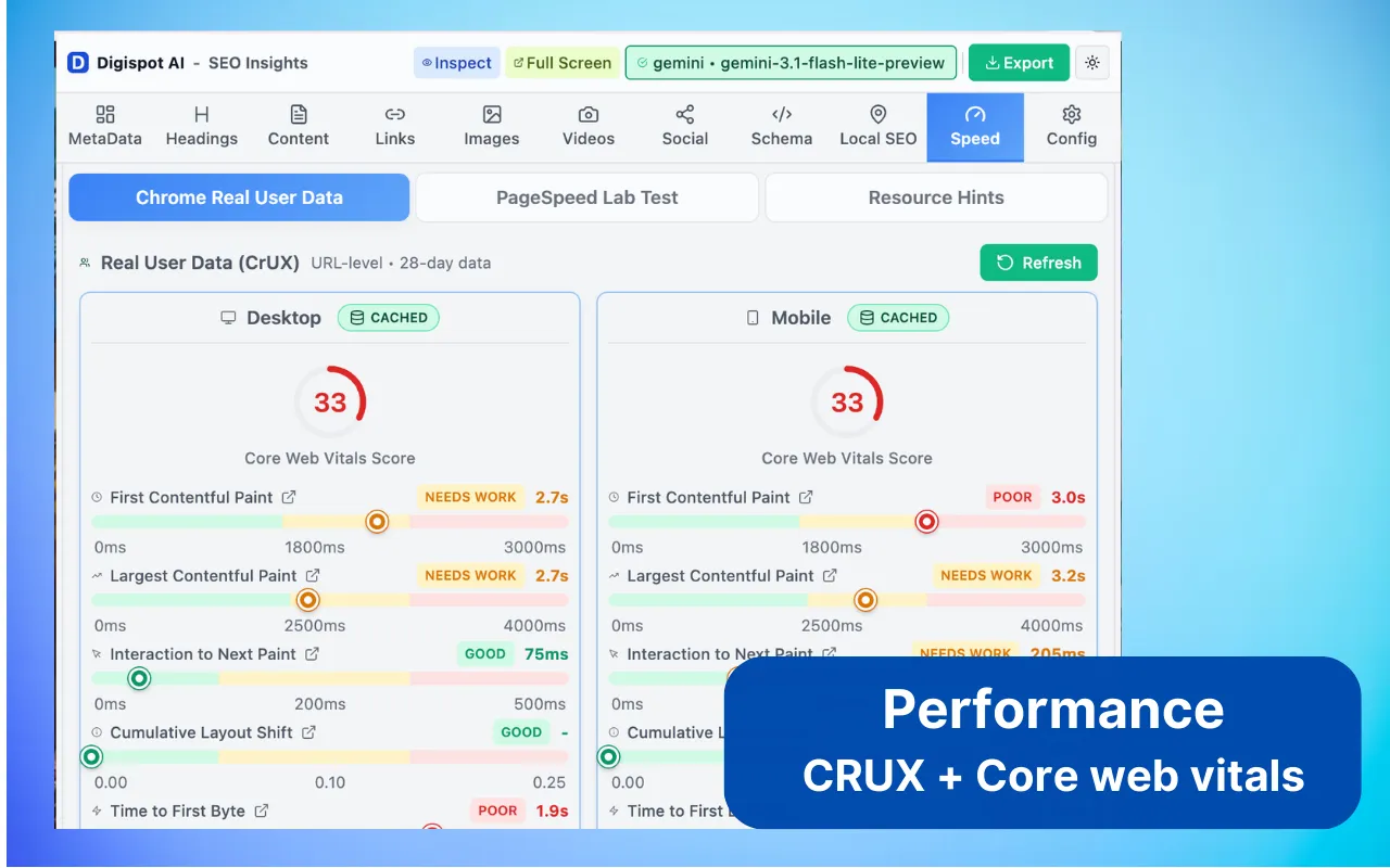 Core Web Vitals & Speed